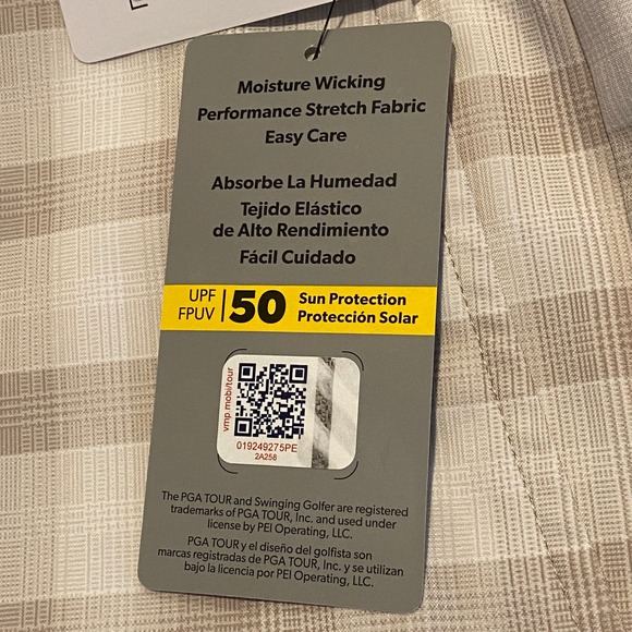 PGA Tour Men's 38W Golf Shorts Moisture Wicking Stretch Fabric UPF 50 Beige NEW - Picture 9 of 11